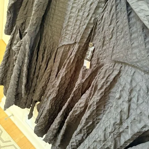 HEYDARI Nopj4149 Asymmetrical Handkerchief Hem Textured Black Jacket  M NWOT - Picture 10 of 16